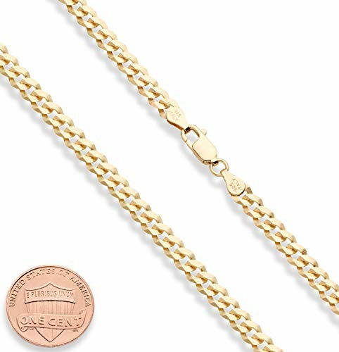 Gold chain necklace with a penny for size comparison
